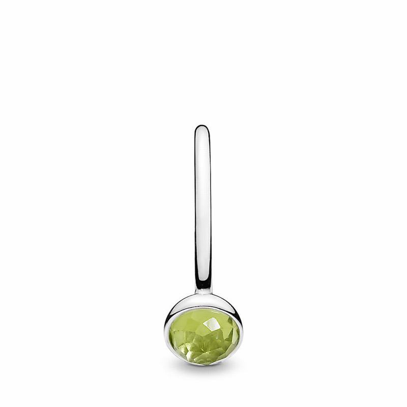 Pandora August Droplet Ring Ireland - Sterling Silver/Green/Peridot - 427160ZEW